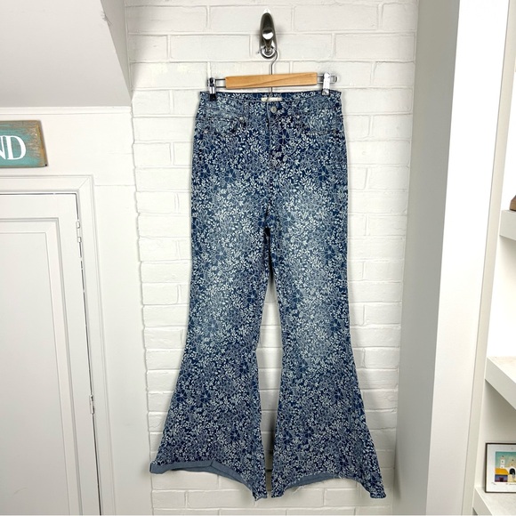 Altar’d State Blue Floral Flare Bell Bottom Jeans Size 27 - Picture 3 of 14